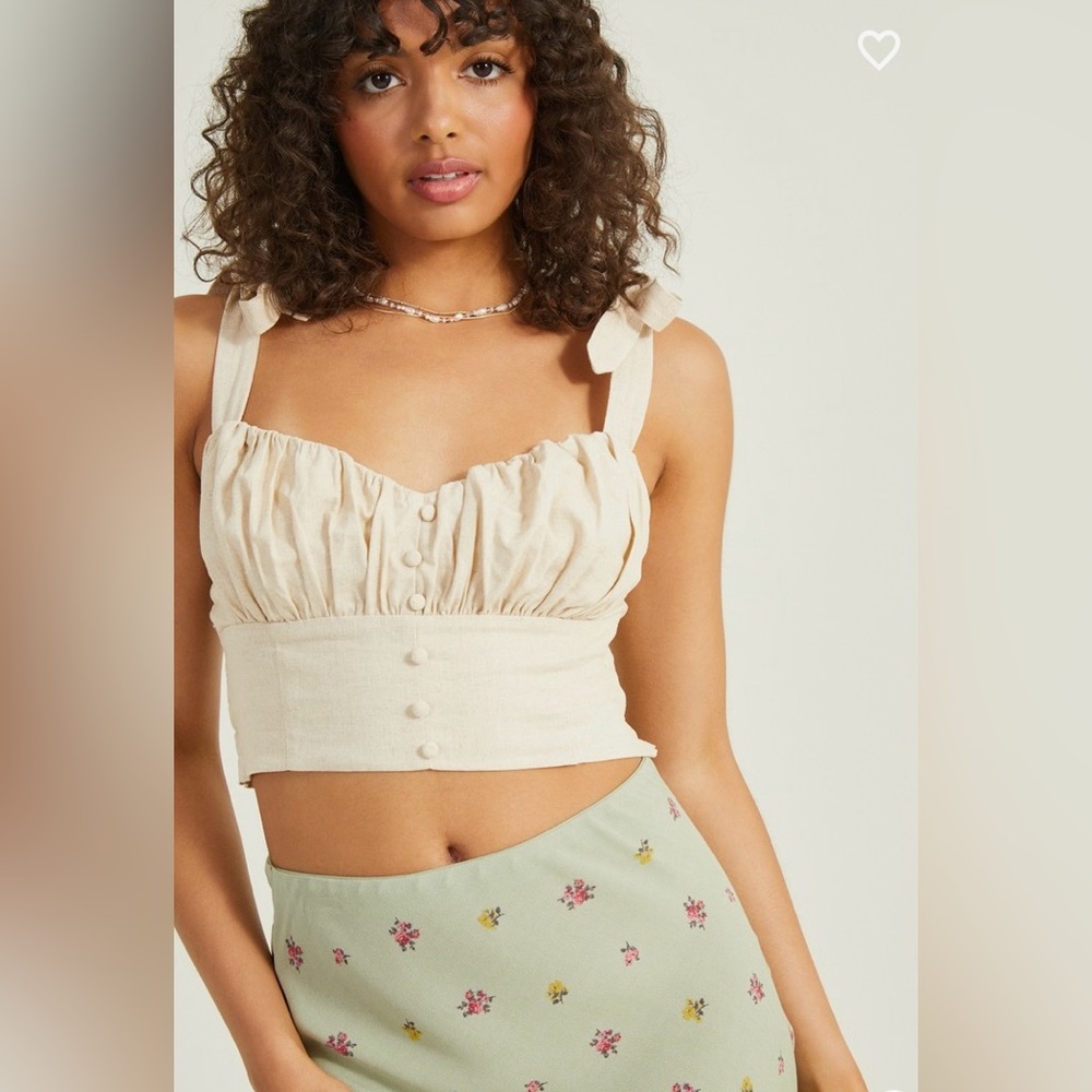 NWT Altar’d State Delilah Linen Corset Top Natural Small